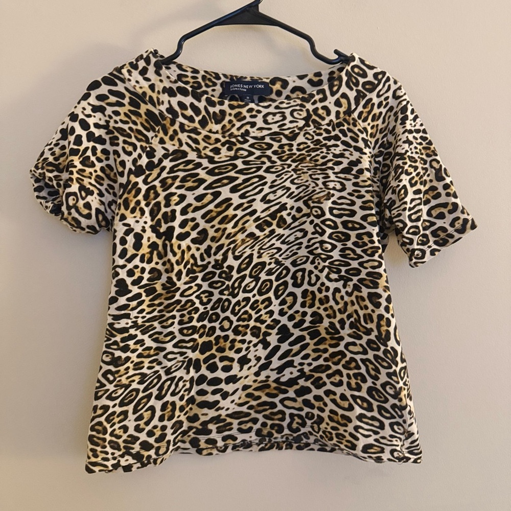 Jones New York Signature Leopard Print Blouse Size M - Picture 2 of 8